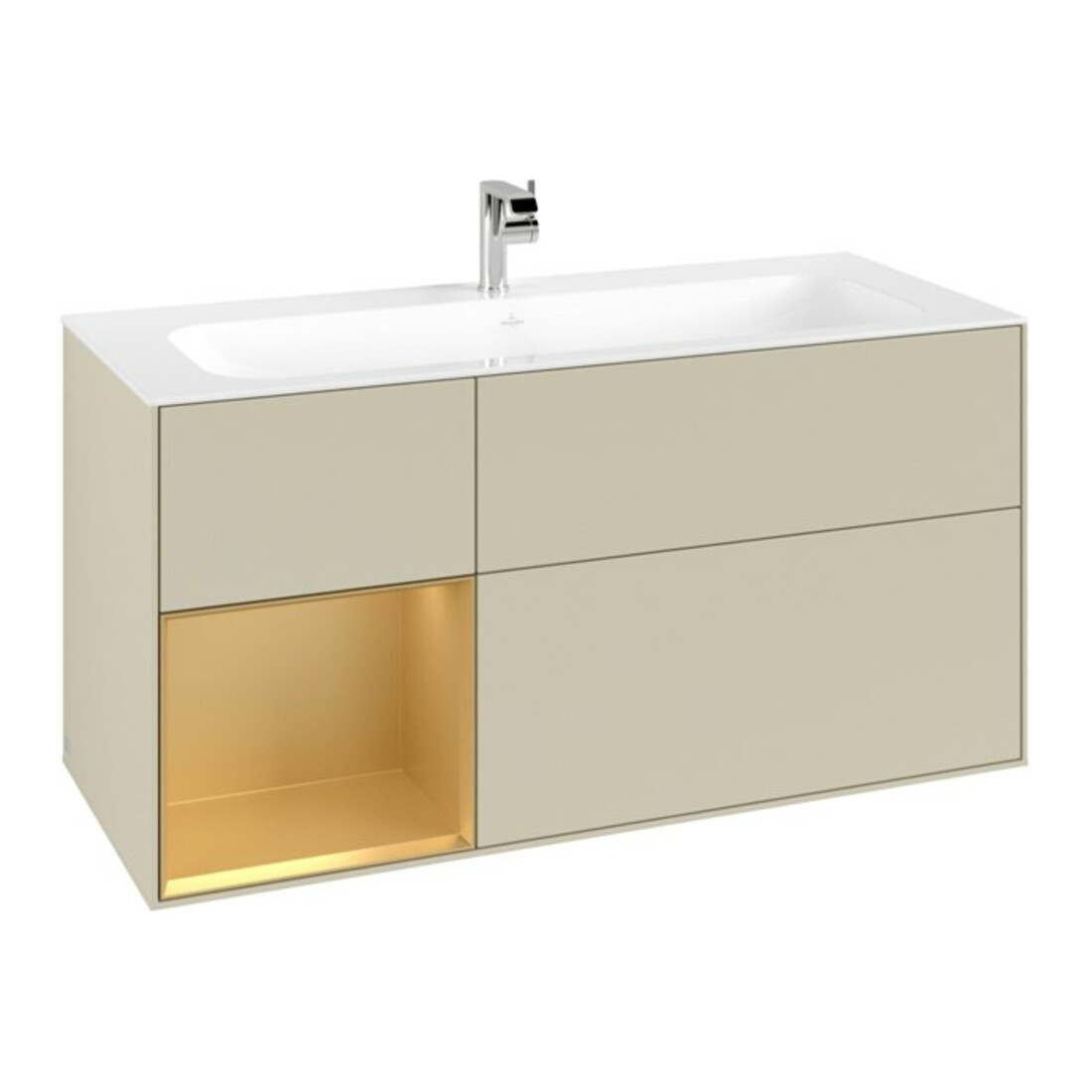 V&B Waschtischunterschrank Finion 119,6x59,1cm, Reg li gol m, si Gr m Lac