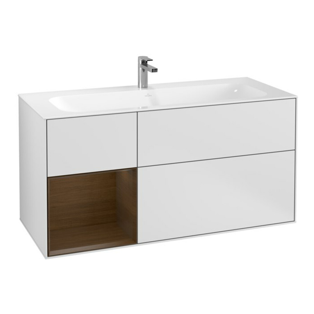 V&B Waschtischunterschrank Finion 119,6x59,1cm, Reg li wal ven, wh. m Lac