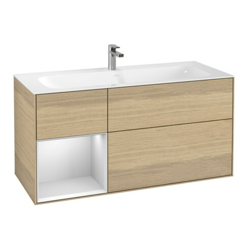 V&B Waschtischunterschrank Finion 119,6x59,1cm, Reg li wh. m Lac, Oa ven