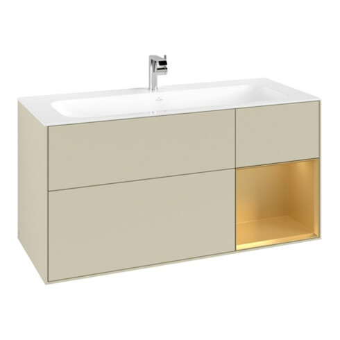 V&B Waschtischunterschrank Finion 119,6x59,1cm, Reg re gol m, si Gr m Lac