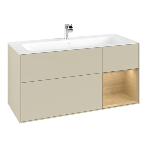 V&B Waschtischunterschrank Finion 119,6x59,1cm, Reg re Oa ven, si Gr m Lac
