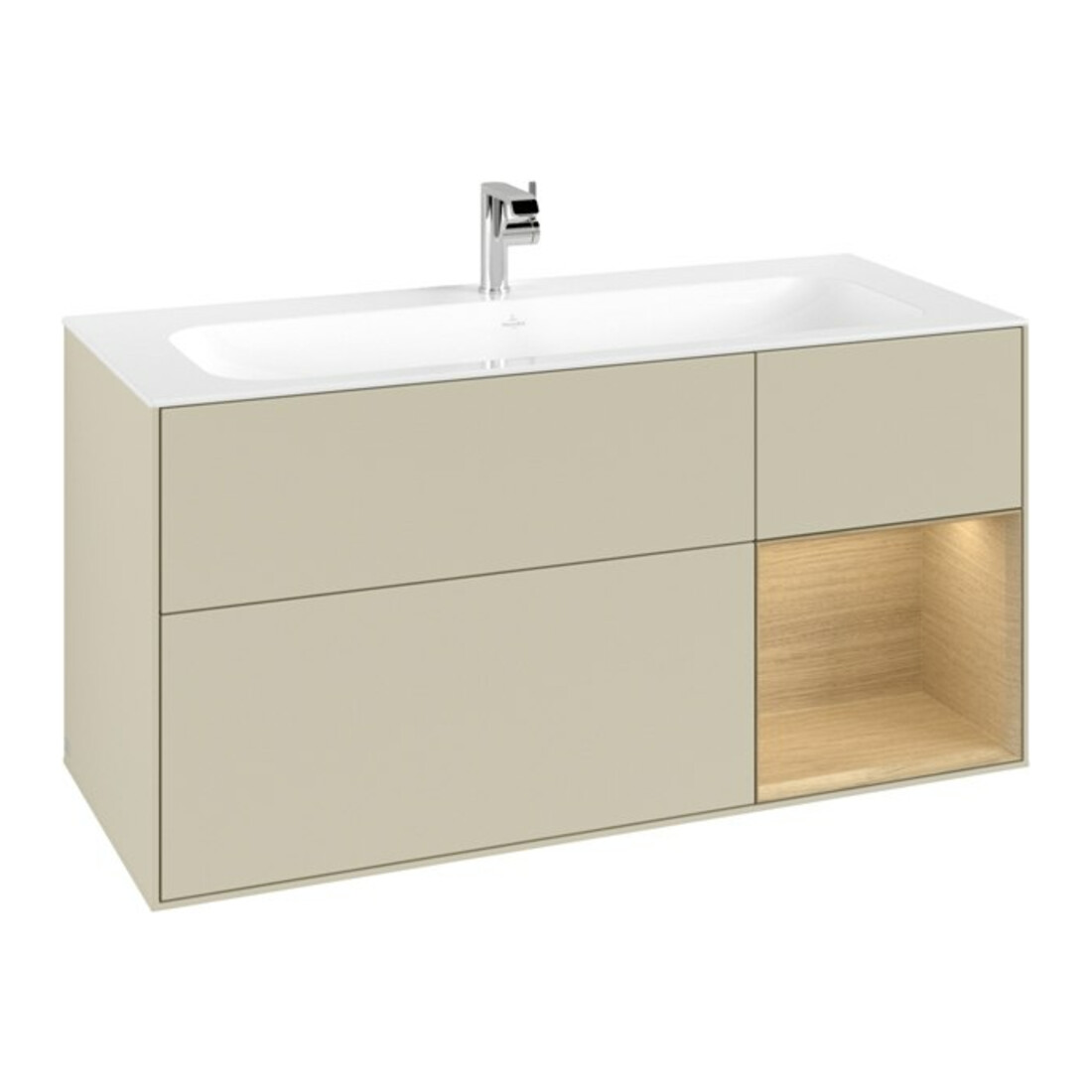 V&B Waschtischunterschrank Finion 119,6x59,1cm, Reg re Oa ven, si Gr m Lac