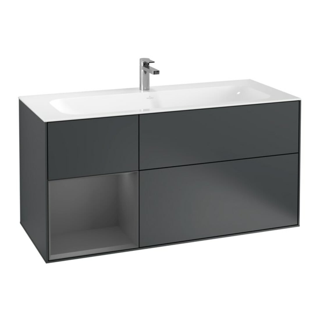 V&B Waschtischunterschrank Finion 119,6x59,1cm, Rg l A m, md bl. m Lac
