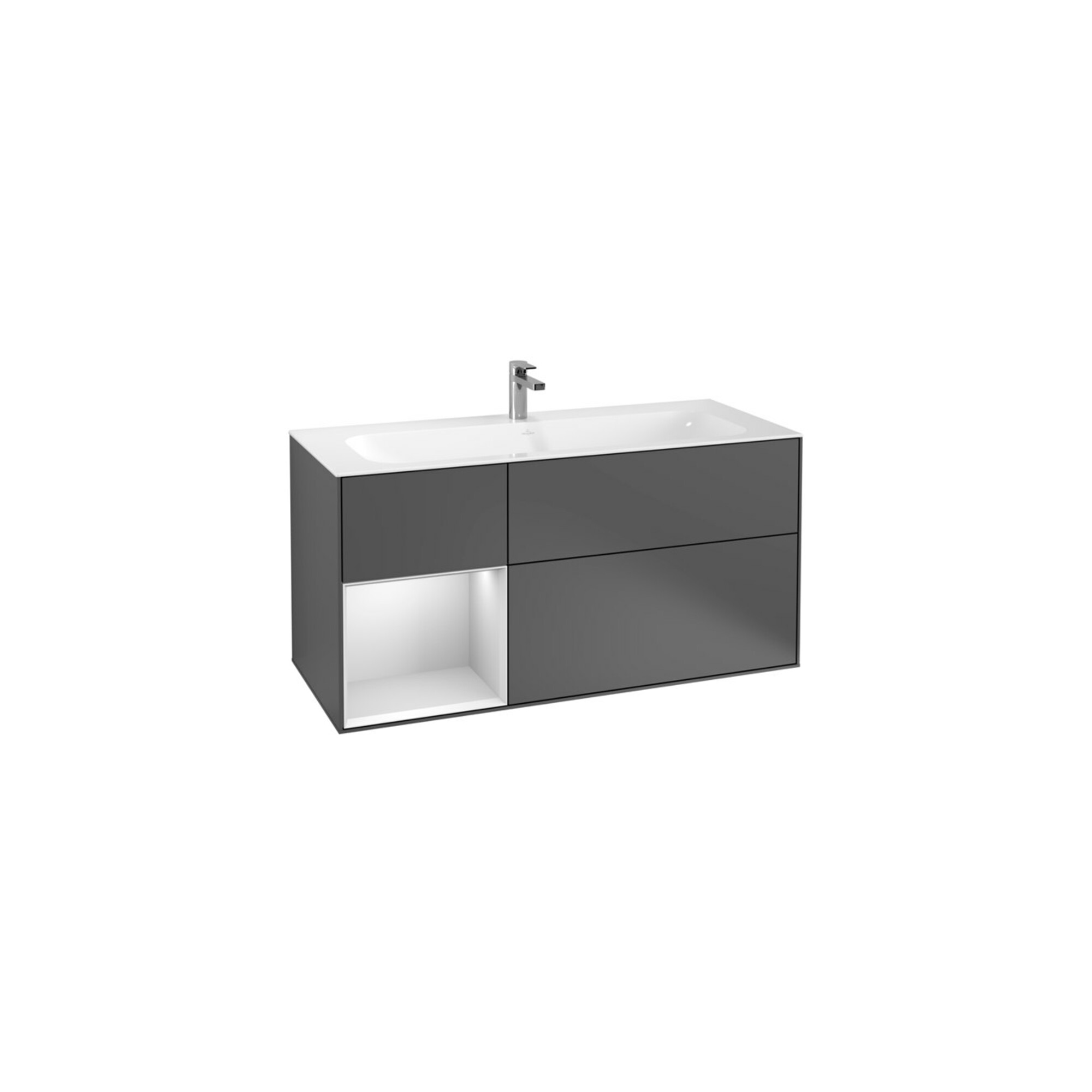 V&B Waschtischunterschrank Finion 119,6x59,1cm, Rg l wh. m Lac, Anthrac. m ; Villeroy & Boch