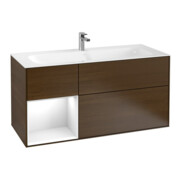 V&B Waschtischunterschrank Finion 119,6x59,1cm, Rg li glo wh. Lac, wal ven