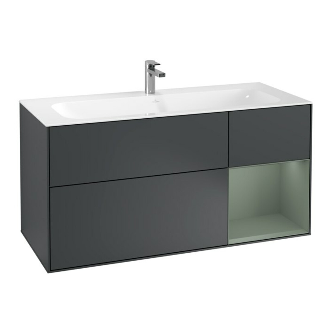 V&B Waschtischunterschrank Finion 119,6x59,1cm, Rg r Ol m La, md bl. m Lac