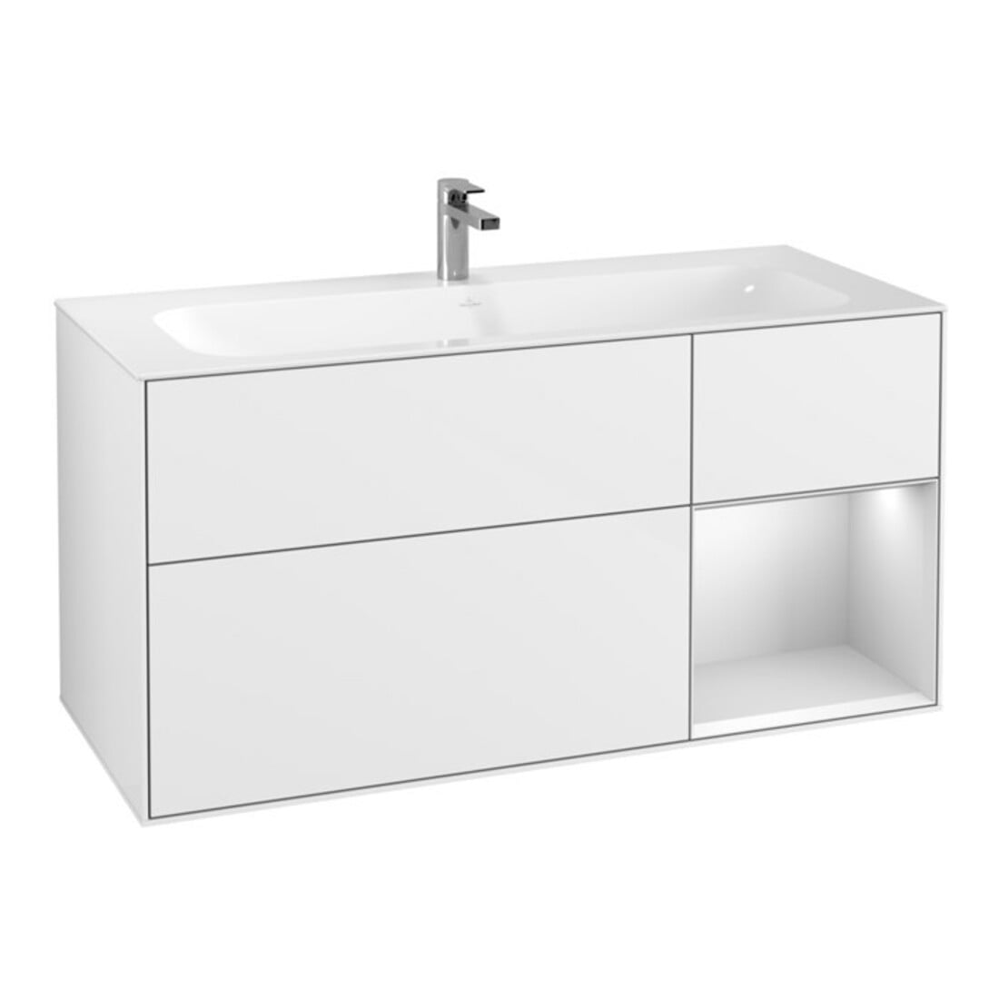 V&B Waschtischunterschrank Finion 119,6x59,1cm, Rg r w m Lac, glo wh. Lac