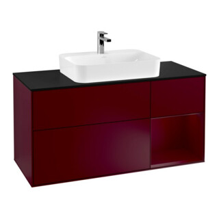 V&B Waschtischunterschrank Finion 120cm, Abd.-Pl. bla m, Reg re Peo, Peo m
