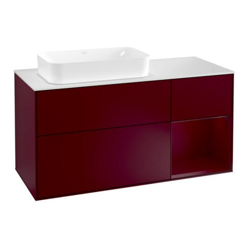 V&B Waschtischunterschrank Finion 120cm, Abd.-Pl. wh. m, Reg re Peo, Peo m
