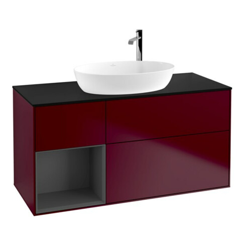 V&B Waschtischunterschrank Finion 120cm, Pl b m, Reg Anthrac. m Lac, Peo m