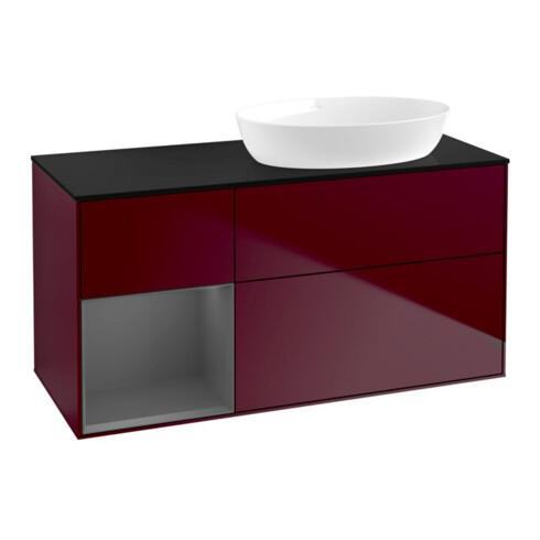 V&B Waschtischunterschrank Finion 120cm, Pl b m, Reg Anthrac. m Lac, Peo m