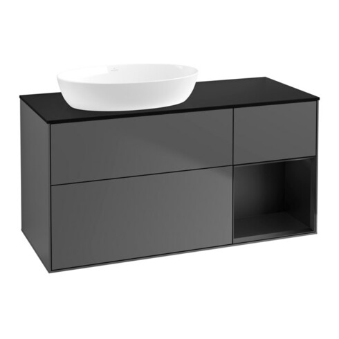 V&B Waschtischunterschrank Finion 120cm, Pl b m, Reg bla m Lac, Anthrac. m