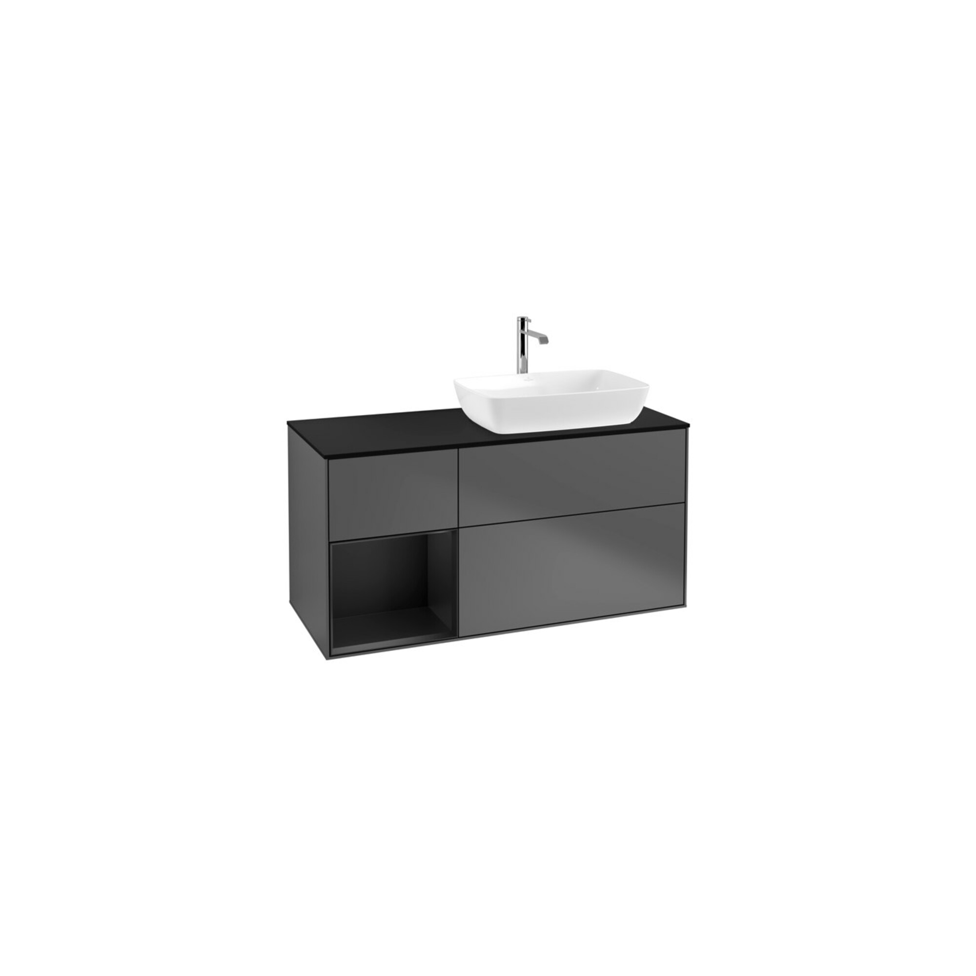 V&B Waschtischunterschrank Finion 120cm, Pl b m, Reg bla m Lac, Anthrac. m ; Villeroy & Boch