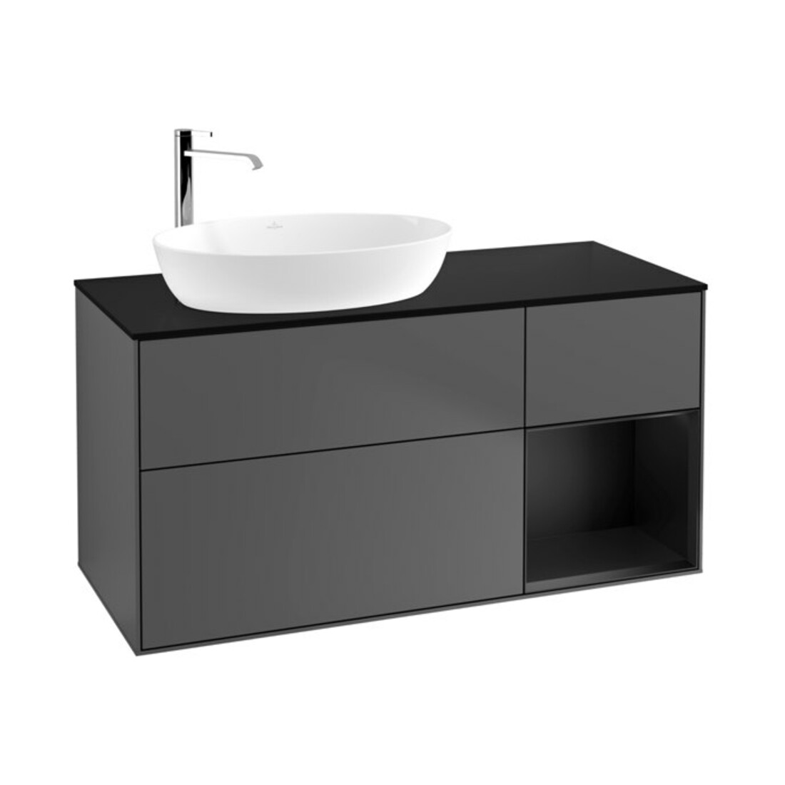V&B Waschtischunterschrank Finion 120cm, Pl b m, Reg bla m Lac, Anthrac. m