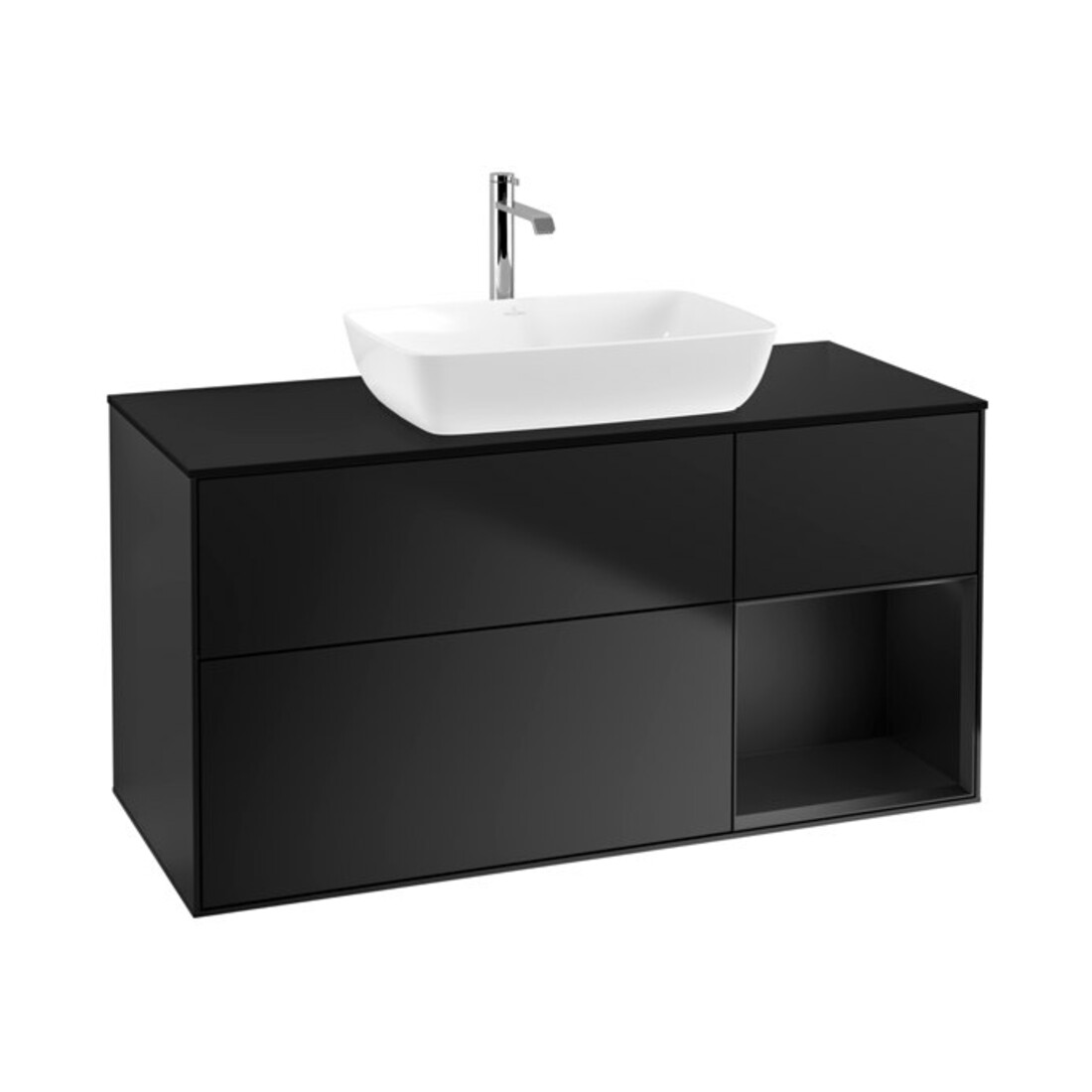 V&B Waschtischunterschrank Finion 120cm, Pl b m, Reg bla m Lac, bla m Lac