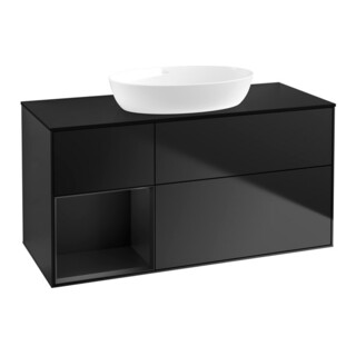 V&B Waschtischunterschrank Finion 120cm, Pl b m, Reg bla m Lac, bla m Lac