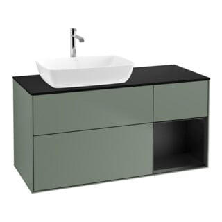 V&B Waschtischunterschrank Finion 120cm, Pl b m, Reg bla m Lac, Oli. m Lac