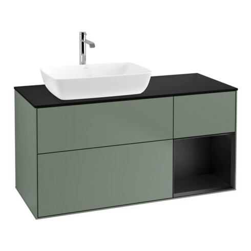 V&B Waschtischunterschrank Finion 120cm, Pl b m, Reg bla m Lac, Oli. m Lac