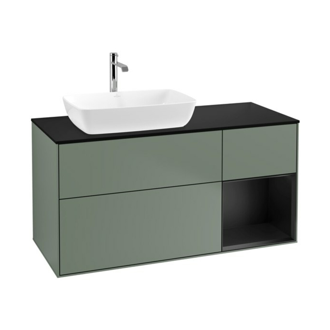 V&B Waschtischunterschrank Finion 120cm, Pl b m, Reg bla m Lac, Oli. m Lac