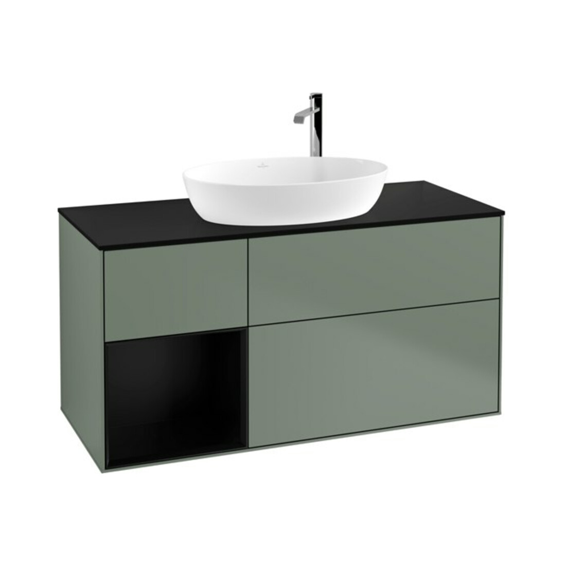 V&B Waschtischunterschrank Finion 120cm, Pl b m, Reg bla m Lac, Oli. m Lac