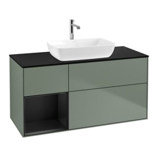 V&B Waschtischunterschrank Finion 120cm, Pl b m, Reg bla m Lac, Oli. m Lac