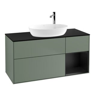 V&B Waschtischunterschrank Finion 120cm, Pl b m, Reg bla m Lac, Oli. m Lac