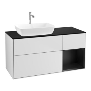 V&B Waschtischunterschrank Finion 120cm, Pl b m, Reg bla m Lac, wh. m Lac