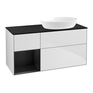 V&B Waschtischunterschrank Finion 120cm, Pl b m, Reg bla m Lac, wh. m Lac