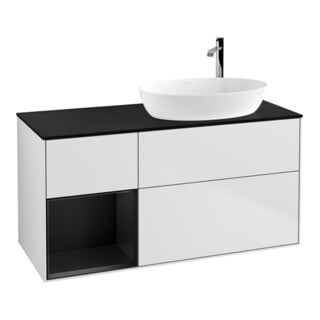 V&B Waschtischunterschrank Finion 120cm, Pl b m, Reg bla m Lac, wh. m Lac