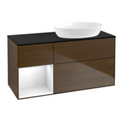V&B Waschtischunterschrank Finion 120cm, Pl b m, Reg glo wh. Lac, wal ven