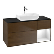 V&B Waschtischunterschrank Finion 120cm, Pl b m, Reg glo wh. Lac, wal ven