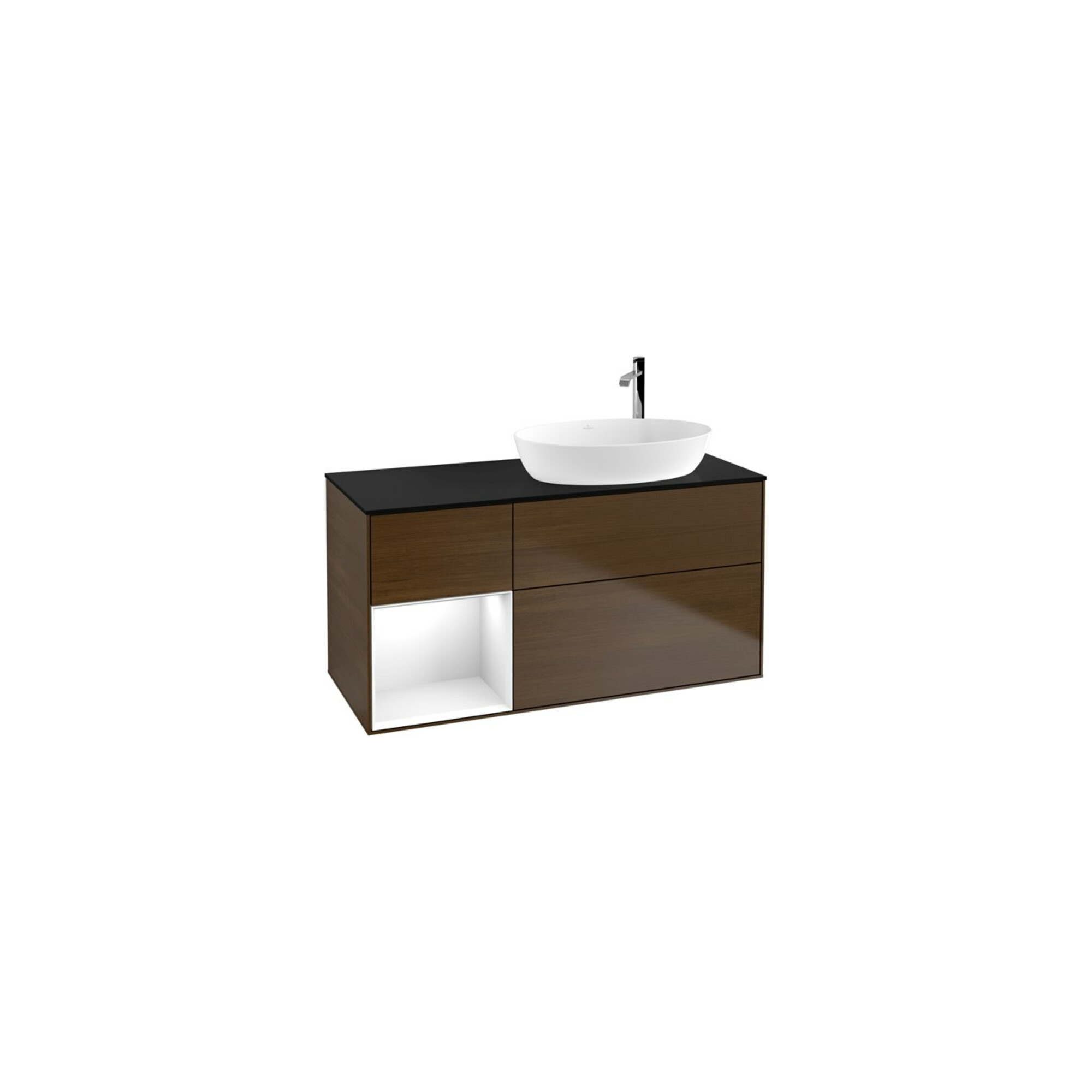 V&B Waschtischunterschrank Finion 120cm, Pl b m, Reg glo wh. Lac, wal ven ; Villeroy & Boch