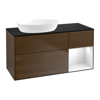 V&B Waschtischunterschrank Finion 120cm, Pl b m, Reg glo wh. Lac, wal ven