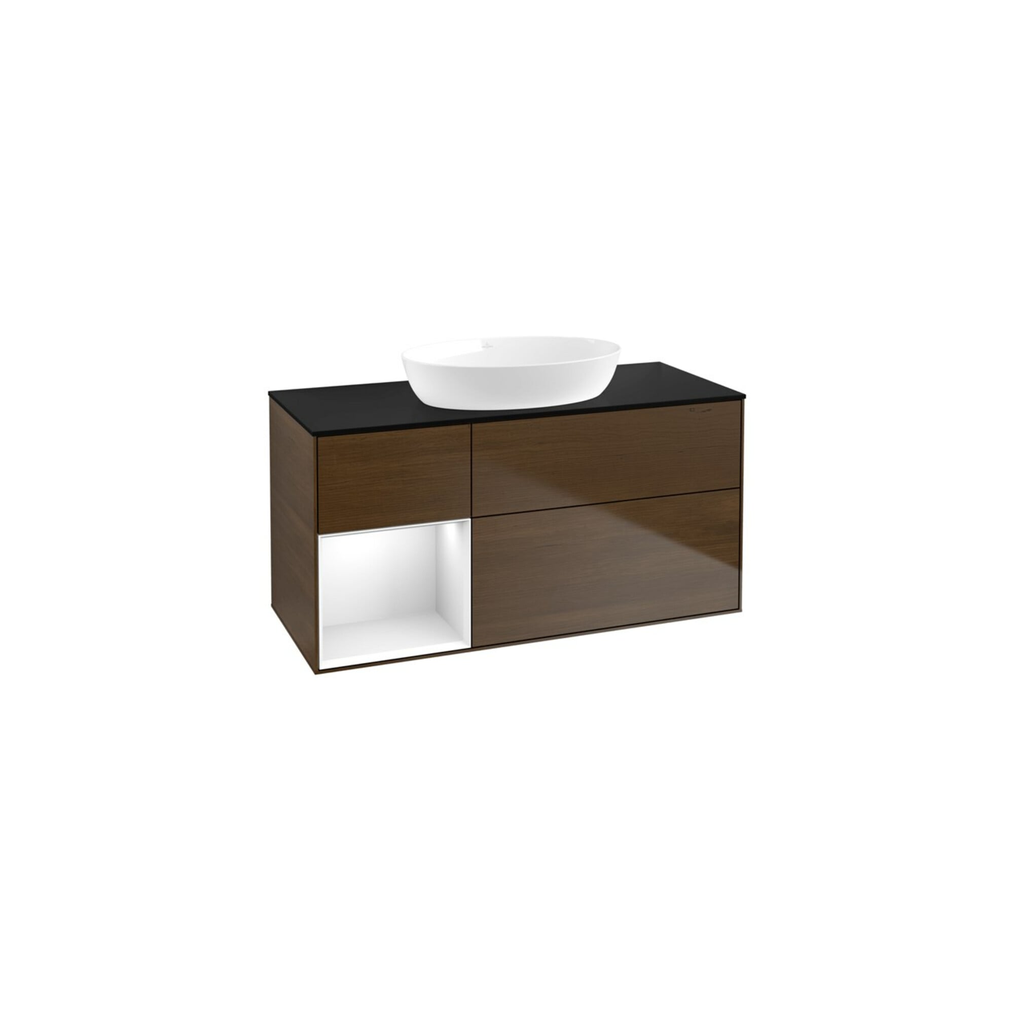 V&B Waschtischunterschrank Finion 120cm, Pl b m, Reg glo wh. Lac, wal ven ; Villeroy & Boch