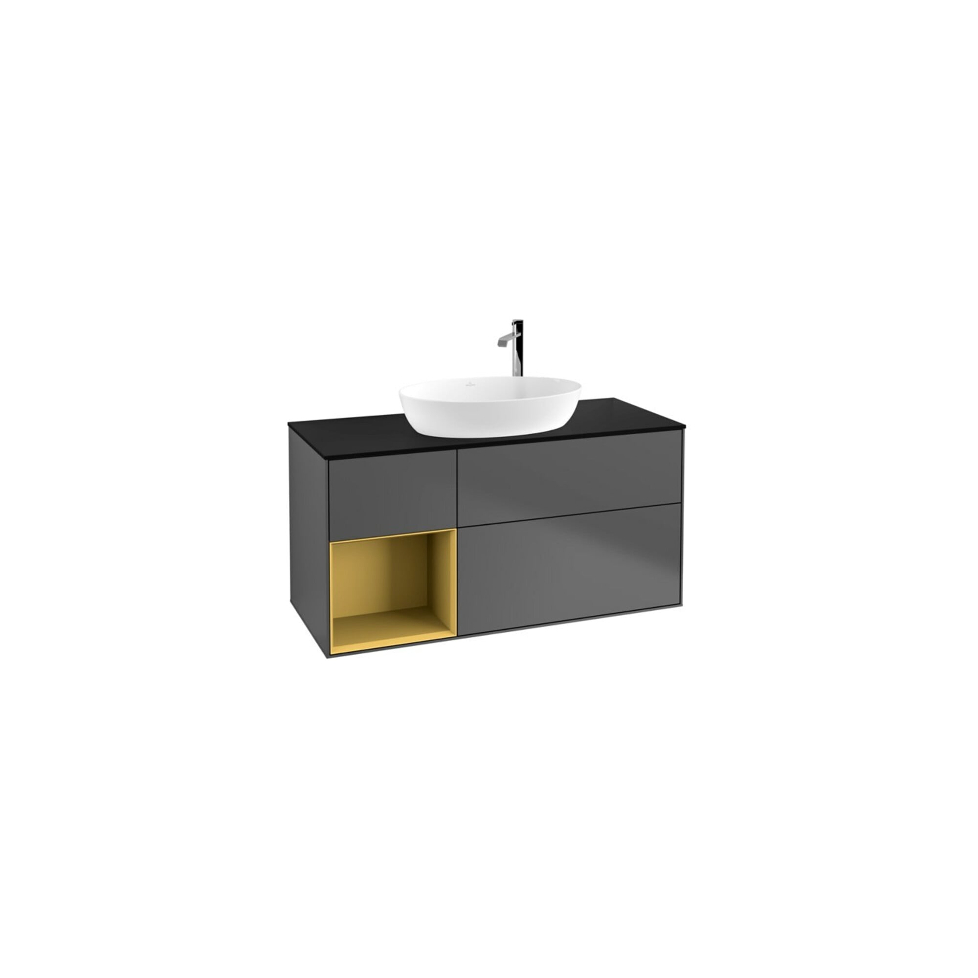 V&B Waschtischunterschrank Finion 120cm, Pl b m, Reg gol m Lac, Anthrac. m ; Villeroy & Boch