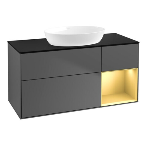 V&B Waschtischunterschrank Finion 120cm, Pl b m, Reg gol m Lac, Anthrac. m