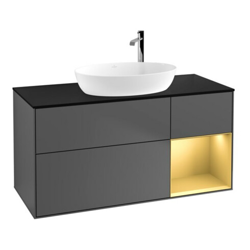 V&B Waschtischunterschrank Finion 120cm, Pl b m, Reg gol m Lac, Anthrac. m