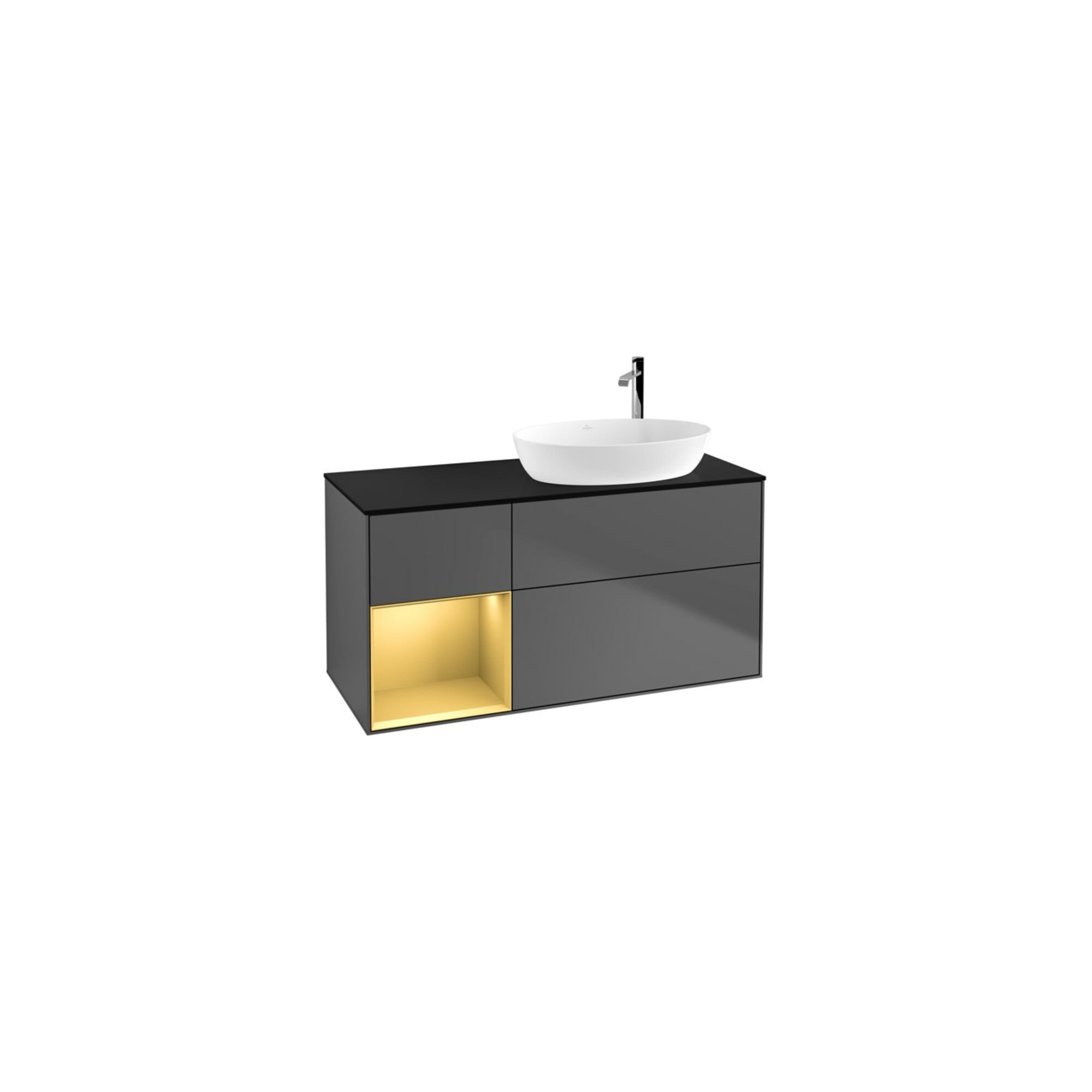 V&B Waschtischunterschrank Finion 120cm, Pl b m, Reg gol m Lac, Anthrac. m ; Villeroy & Boch