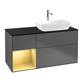 V&B Waschtischunterschrank Finion 120cm, Pl b m, Reg gol m Lac, Anthrac. m