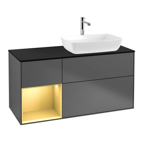 V&B Waschtischunterschrank Finion 120cm, Pl b m, Reg gol m Lac, Anthrac. m