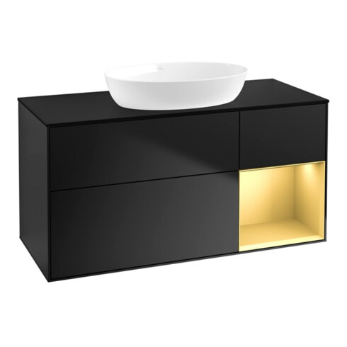 V&B Waschtischunterschrank Finion 120cm, Pl b m, Reg gol m Lac, bla m Lac
