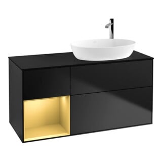 V&B Waschtischunterschrank Finion 120cm, Pl b m, Reg gol m Lac, bla m Lac