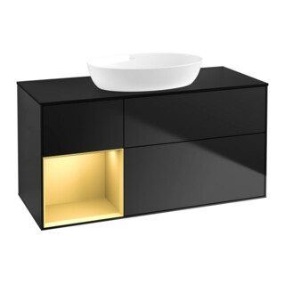 V&B Waschtischunterschrank Finion 120cm, Pl b m, Reg gol m Lac, bla m Lac