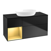 V&B Waschtischunterschrank Finion 120cm, Pl b m, Reg gol m Lac, bla m Lac