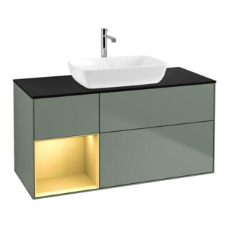 V&B Waschtischunterschrank Finion 120cm, Pl b m, Reg gol m Lac, Oli. m Lac