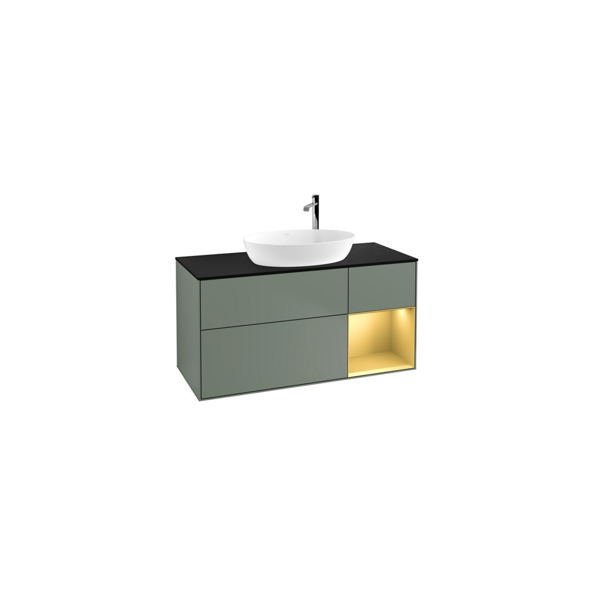 V&B Waschtischunterschrank Finion 120cm, Pl b m, Reg gol m Lac, Oli. m Lac ; Villeroy & Boch