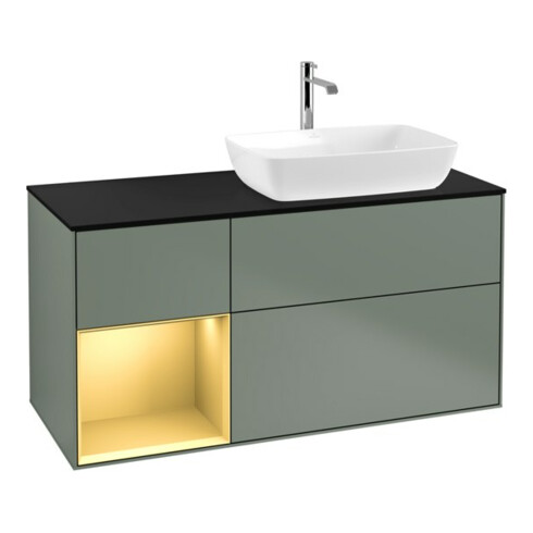 V&B Waschtischunterschrank Finion 120cm, Pl b m, Reg gol m Lac, Oli. m Lac