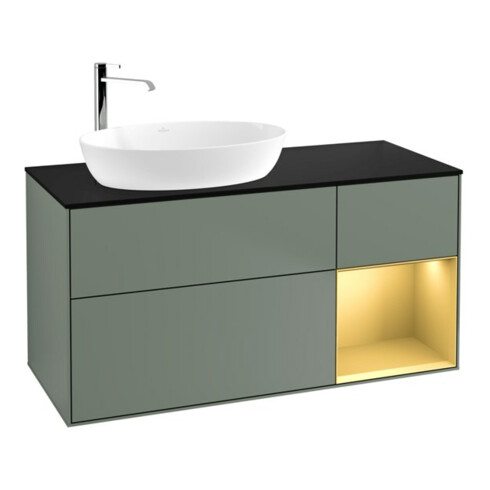 V&B Waschtischunterschrank Finion 120cm, Pl b m, Reg gol m Lac, Oli. m Lac