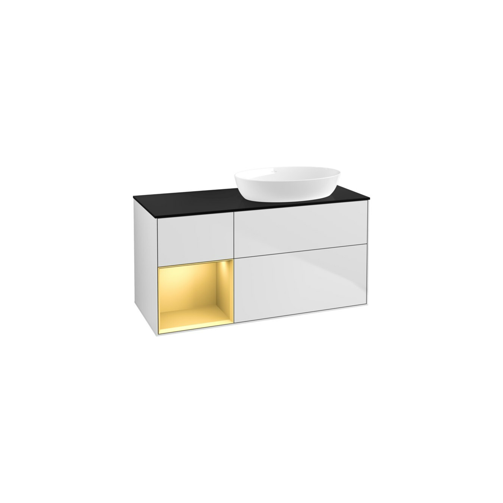 V&B Waschtischunterschrank Finion 120cm, Pl b m, Reg gol m Lac, wh. m Lac ; Villeroy & Boch