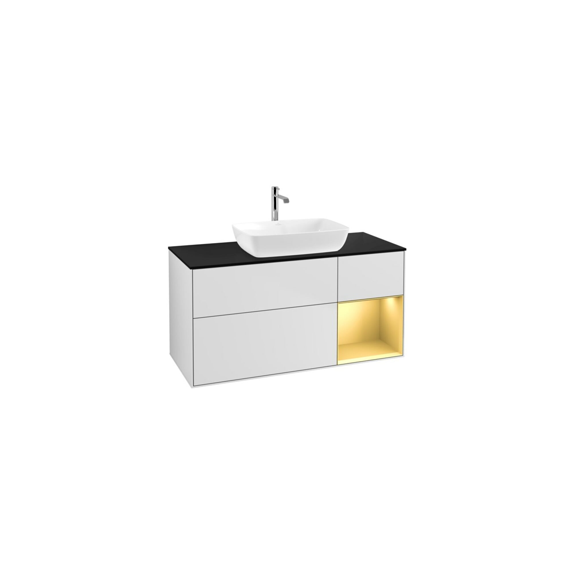 V&B Waschtischunterschrank Finion 120cm, Pl b m, Reg gol m Lac, wh. m Lac ; Villeroy & Boch